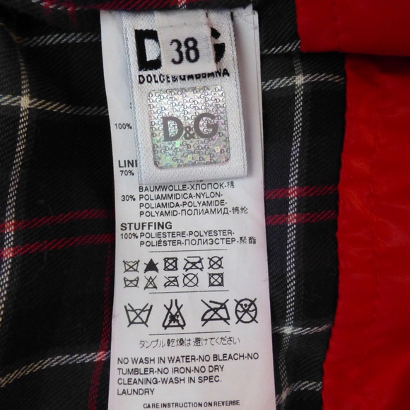 D&G Red Leather Puffer Jacket w/ Hood | Tartan Lining | XS - Picture 10 of 12